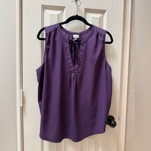 XXL Merona Notched Front-Tie Sleeveless Shell, Purple